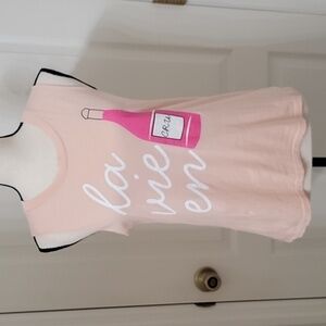 I am my story size S Light Pink French Graphic Sleeveless T Shirt, EUC
